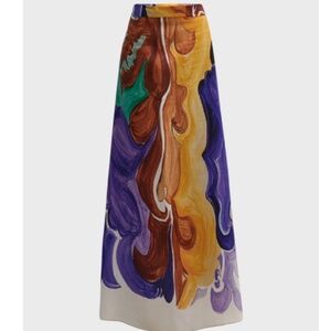DOROTHEE SCHUMACHER Rainbow Flames Printed Linen Maxi Skirt
